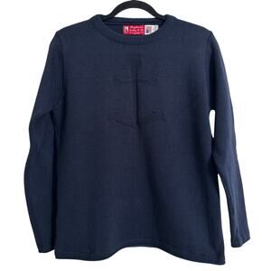 Vintage Binghamton Knitting Co Navy Anchor‎ Sweater 100% Cotton Made USA Medium